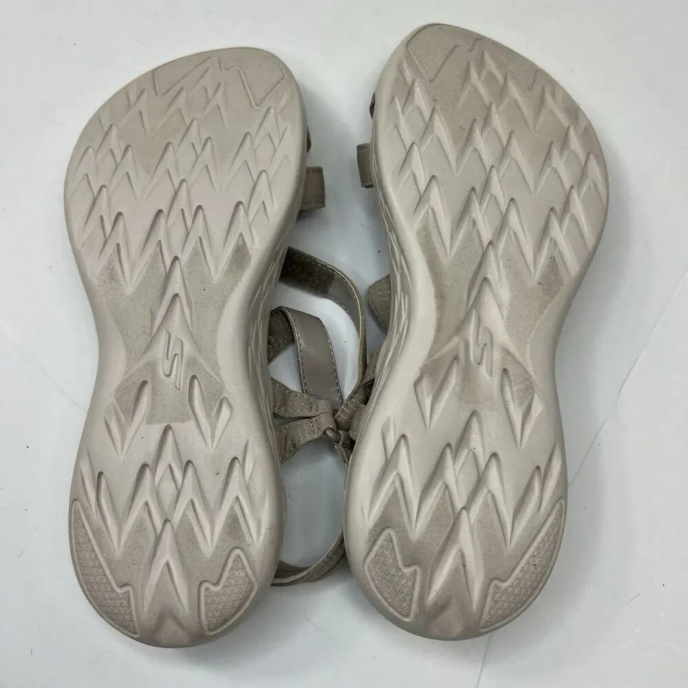 Skechers Goga Max Taupe Tan Sandals Size 11 Strappy Comfort Walking